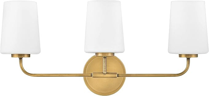 Hinkley Lark Kline 853453HB Three-Light Bath Vanity Fixture - Sleek, Tapered Etched Opal Glass Sh... | Amazon (US)