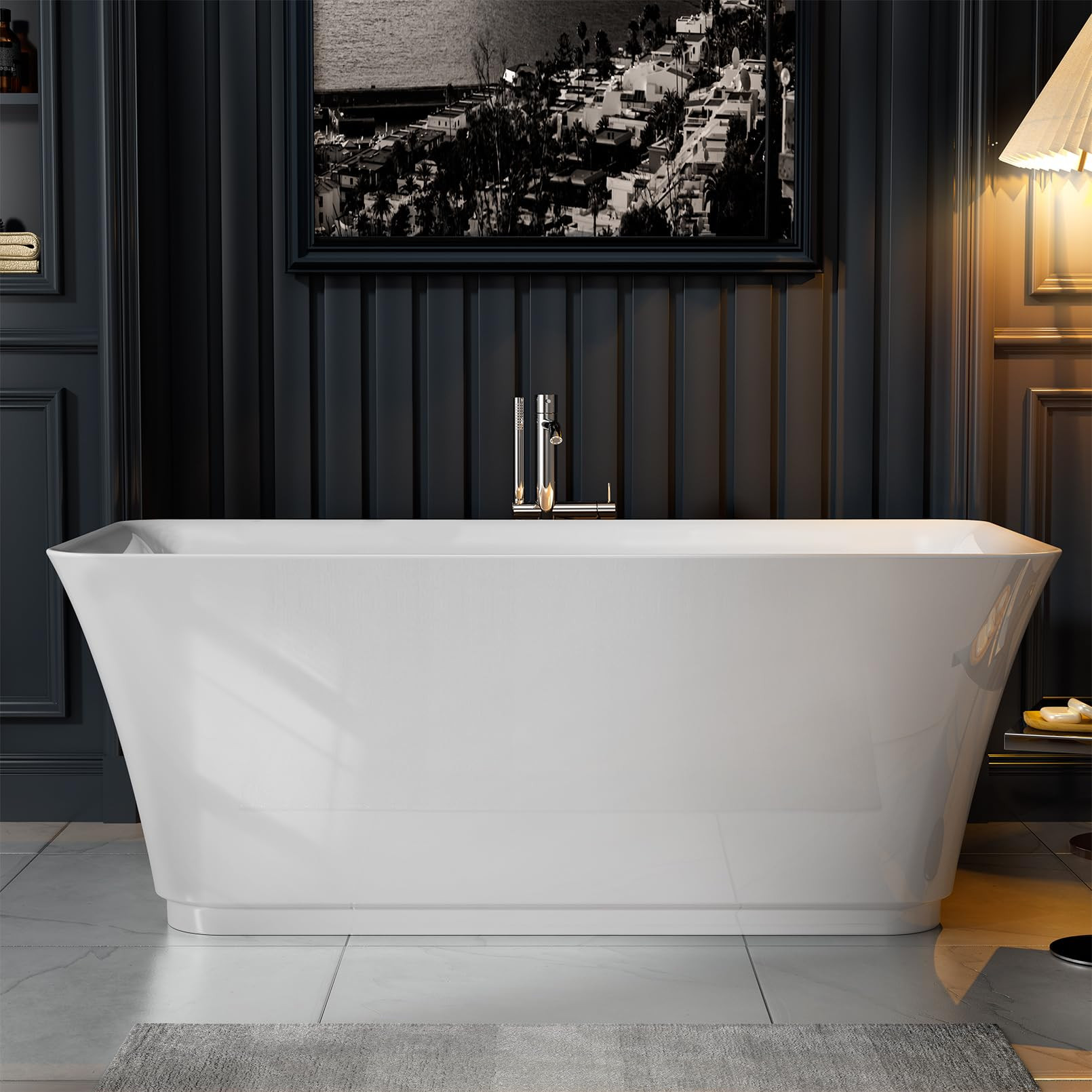 Empava 59 Inch Freestanding Bathtub - Mordern Stand Alone Soaking Tubs with Integrated Drain & Ov... | Amazon (US)