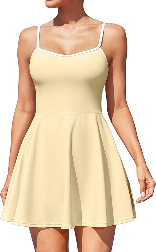 ATTRACO Women's Tennis Dress with Shorts Golf Dress Workout Adjustable Exercise Dress Activewear | Amazon (US)