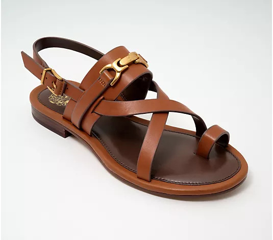 Vince Camuto Leather Slingback Toe Loop Sandals Lenni | QVC