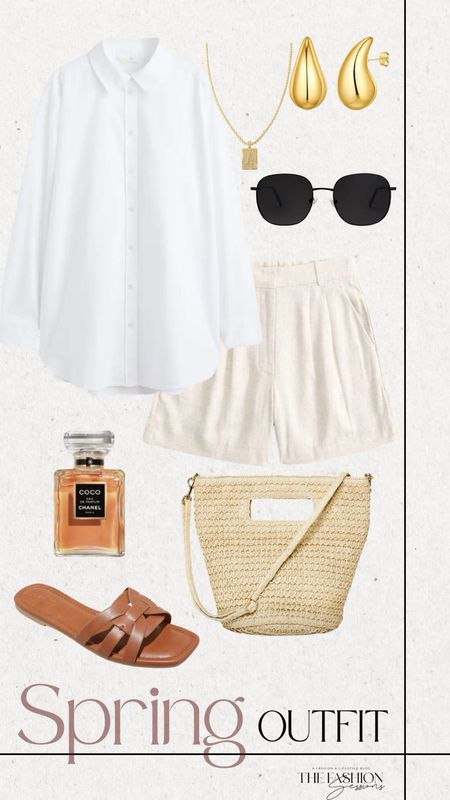 Spring Outfit | Oxford Button Down | Linen Shorts | Woven Bag | Sandals | 

#LTKSeasonal #LTKshoecrush #LTKstyletip