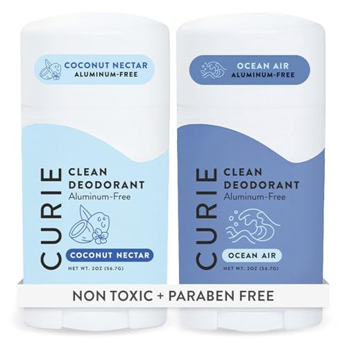 Curie Natural Deodorant for Women - Coconut Nectar + Ocean Air - Aluminum Free, Clean, Sustainable, Vegan, Paraben Free (2pk) | Amazon (US)