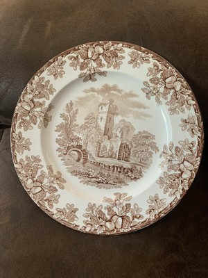 Copeland & Son Stoke Upon Trent Plate Brown Transferware plate Castle Oak Acorns | eBay US