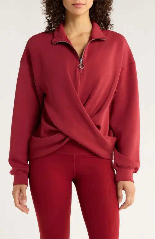 MPG Dreamweave Crossover Quarter Zip in Merlot at Nordstrom, Size Medium | Nordstrom