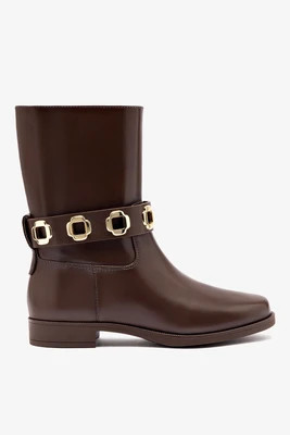 Milan Flat Bootie In Brown Water Resistant Leather | Larroude