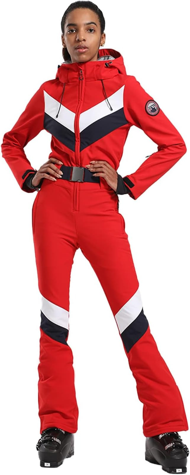 GSOU SNOW Ski Suit Women One Piece Jumpsuit Snowsuit adult Slim Winter Waterproof Windproof Outdo... | Amazon (US)