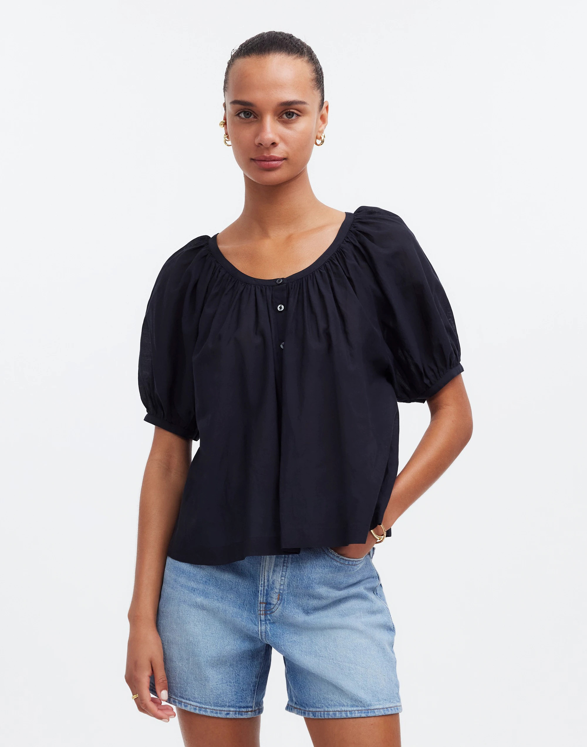 Puff-Sleeve A-Line Top | Madewell