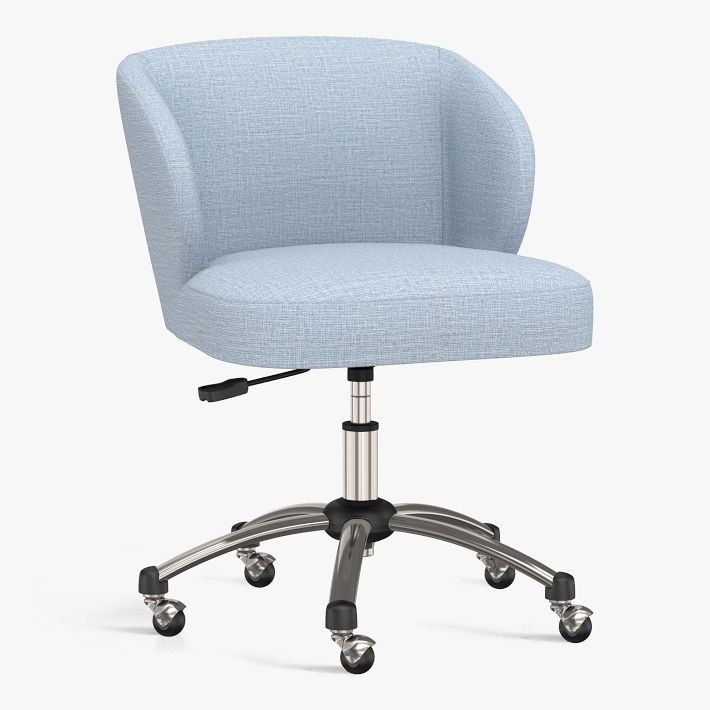 Eco-Performance Texture Weave Chambray Wingback Swivel Desk Chair | Pottery Barn Teen