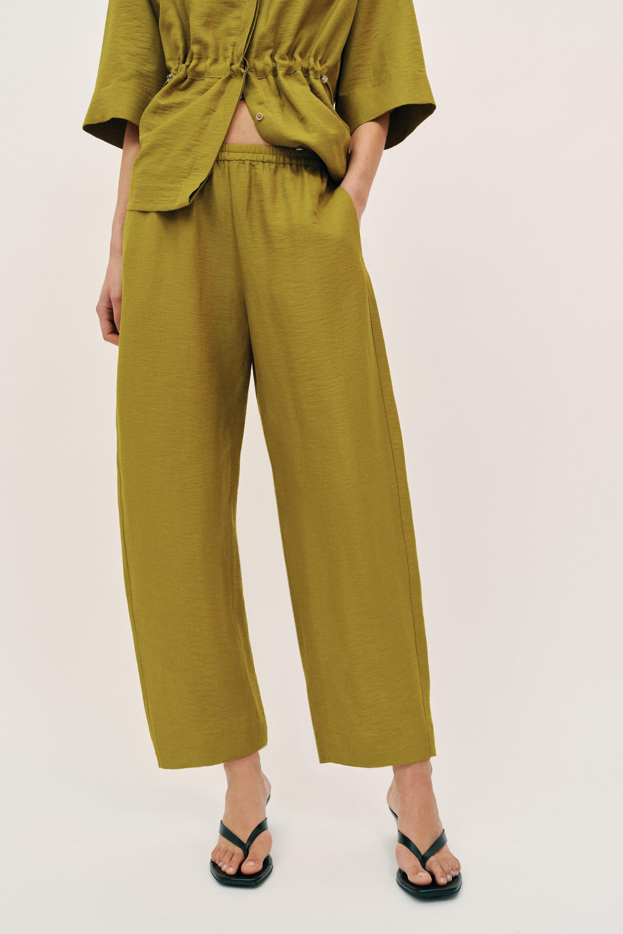 LINEN BARREL PANTS | Zara US