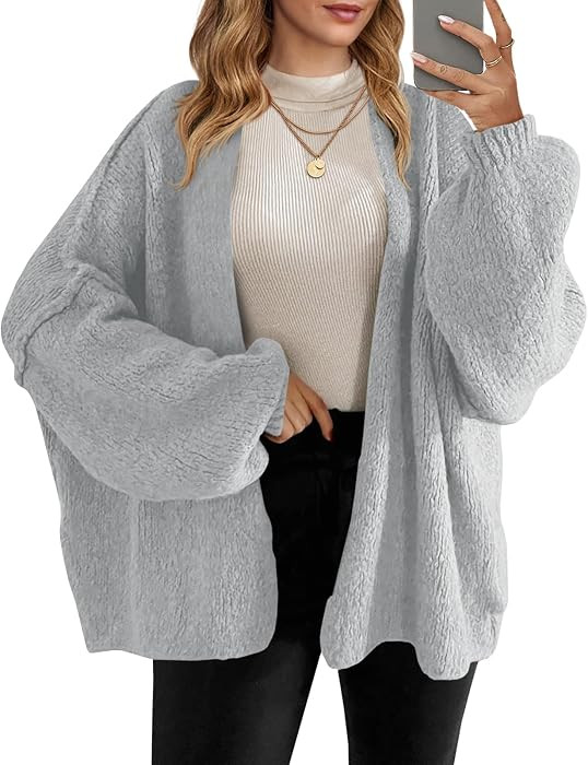 Saodimallsu Womens Oversized Open Front Cardigan Sweaters     Chunky Knit, Casual, Long Lantern S... | Amazon (US)