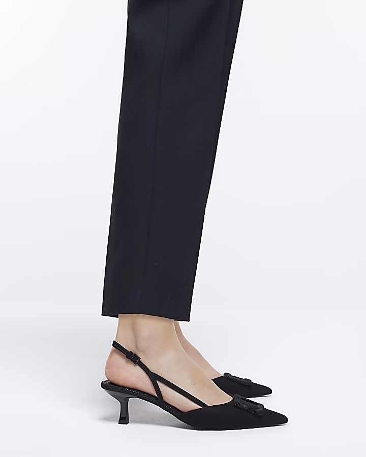 Black kitten heeled court shoes | River Island (UK & IE)