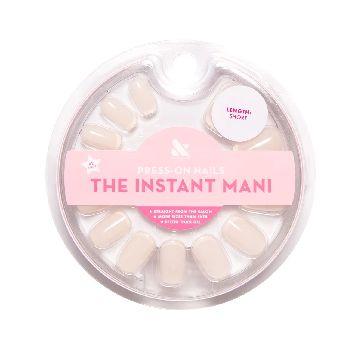 Olive & June Instant Mani Squoval Short Press-On Nails, Pink, Classic French, 42 Pieces | Walmart (US)