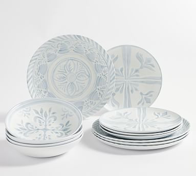 Chambray Tile Outdoor Melamine Dinnerware Collection | Pottery Barn (US)