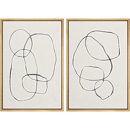 Kate and Laurel Sylvie Modern Circles and Going in Circles Framed Linen Textured Canvas Wall Art by  | Amazon (US)