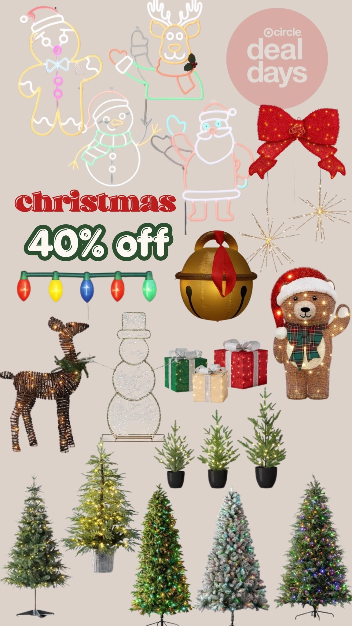 40% off Christmas decor 

Target deal days, holiday decor, target finds, Christmas trees @Target