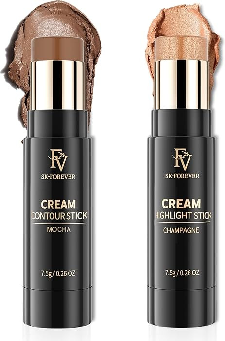 FV 2PCS Contour Stick, Highly Pigmented & Blendable Contour and Highlighter Stick, Long Lasting &... | Amazon (US)