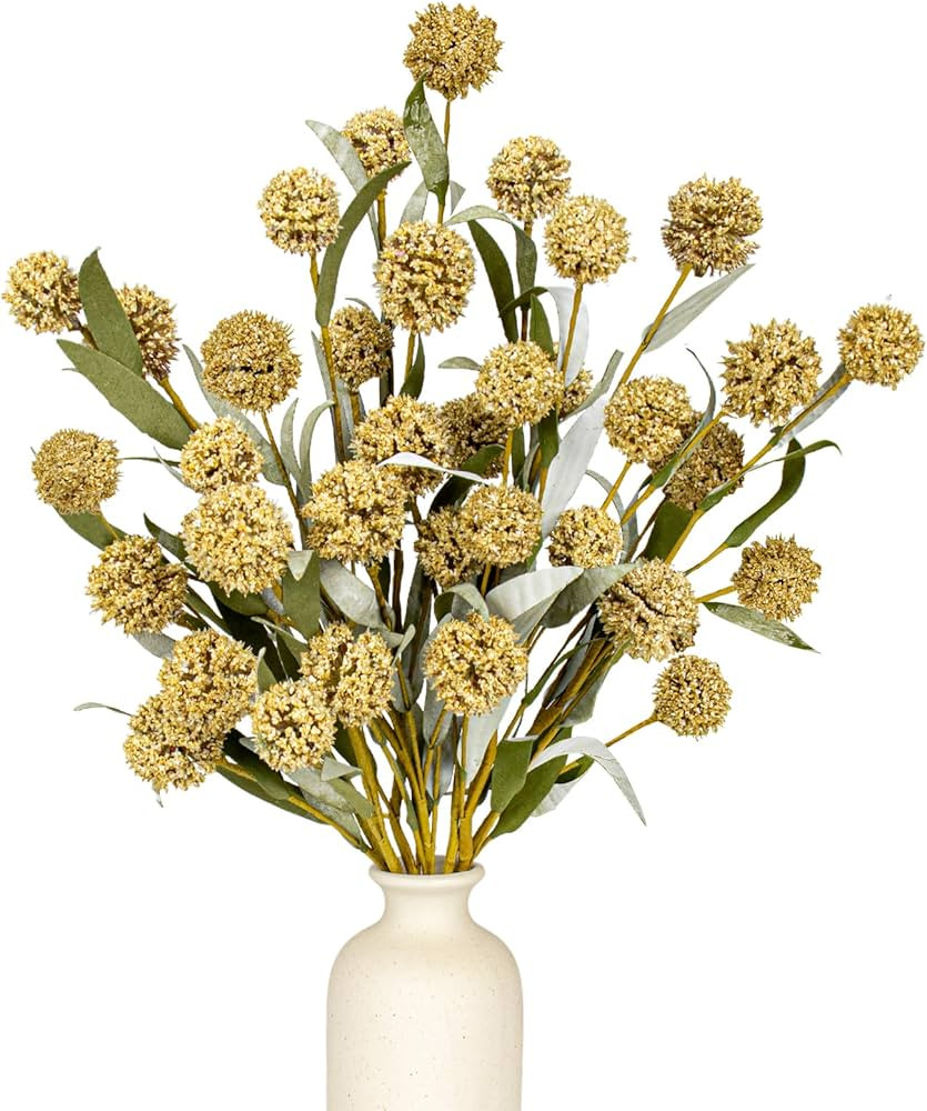 6 PCs Rustic Fall Flowers 17 Inches Boho Fall Floral Picks Faux Autumn Branches with Craspedia Wh... | Amazon (US)