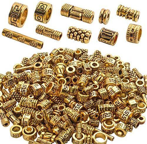 BronaGrand 100g (About 220-300pcs) Antique Gold Column Spacer Beads Bracelet Charms Necklace Pend... | Amazon (US)
