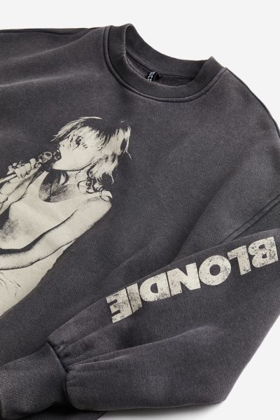 Oversized Printed Sweatshirt - Black/Blondie - Ladies | H&M US | H&M (US + CA)