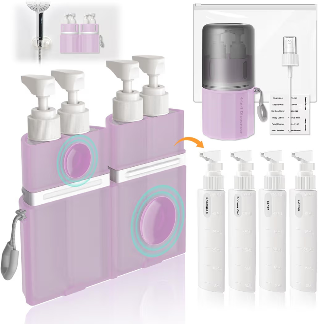 Travel Bottles for Toiletries, TSA Approved Travel Shampoo and conditioner Bottles with Suction C... | Amazon (US)
