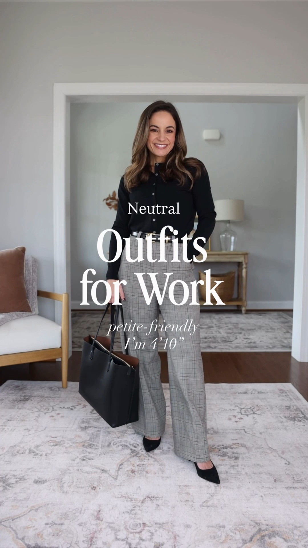 Petite-friendly neutral outfits for work! 

Outfit 1 
Pants (BR Factory): petite 00 / 10.5” rise / 28” inseam 
Sweater (J.Crew): xs sized up 

Outfit 2 
Pants (Abercrombie): 24 short / 11.5” rise / 28.25” inseam 
Blazer (JC Factory): petite 00 

Outfit 3 
Dress (BR Factory): petite xxs 
Top (JC Factory): xxs 

Outfit 4 
Pants (LOFT): petite 00 
Top (Abercrombie): xxs 

Outfit 5 
Top (J.Crew): petite 00 
Skirt (JC Factory): petite 0 - sized up 

For size comparison, I’m 4’10” 105lbs. My measurements are 32”, 24”, 36”. I typically wear petite xxs/00/24 and have a 25” ankle inseam and a 27.5-28” full length inseam.

#LTKPetite