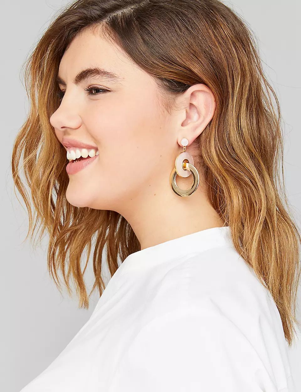 Metal & Resin Link Drop Earrings | Lane Bryant (US)