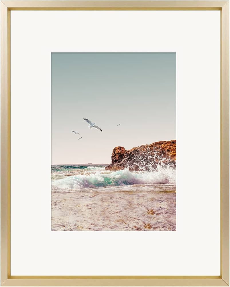 Frametory, 8x10 Aluminum Photo Frame for 5x7 Pictures with Mat or 8x10 Without, Real Glass, Wall ... | Amazon (US)