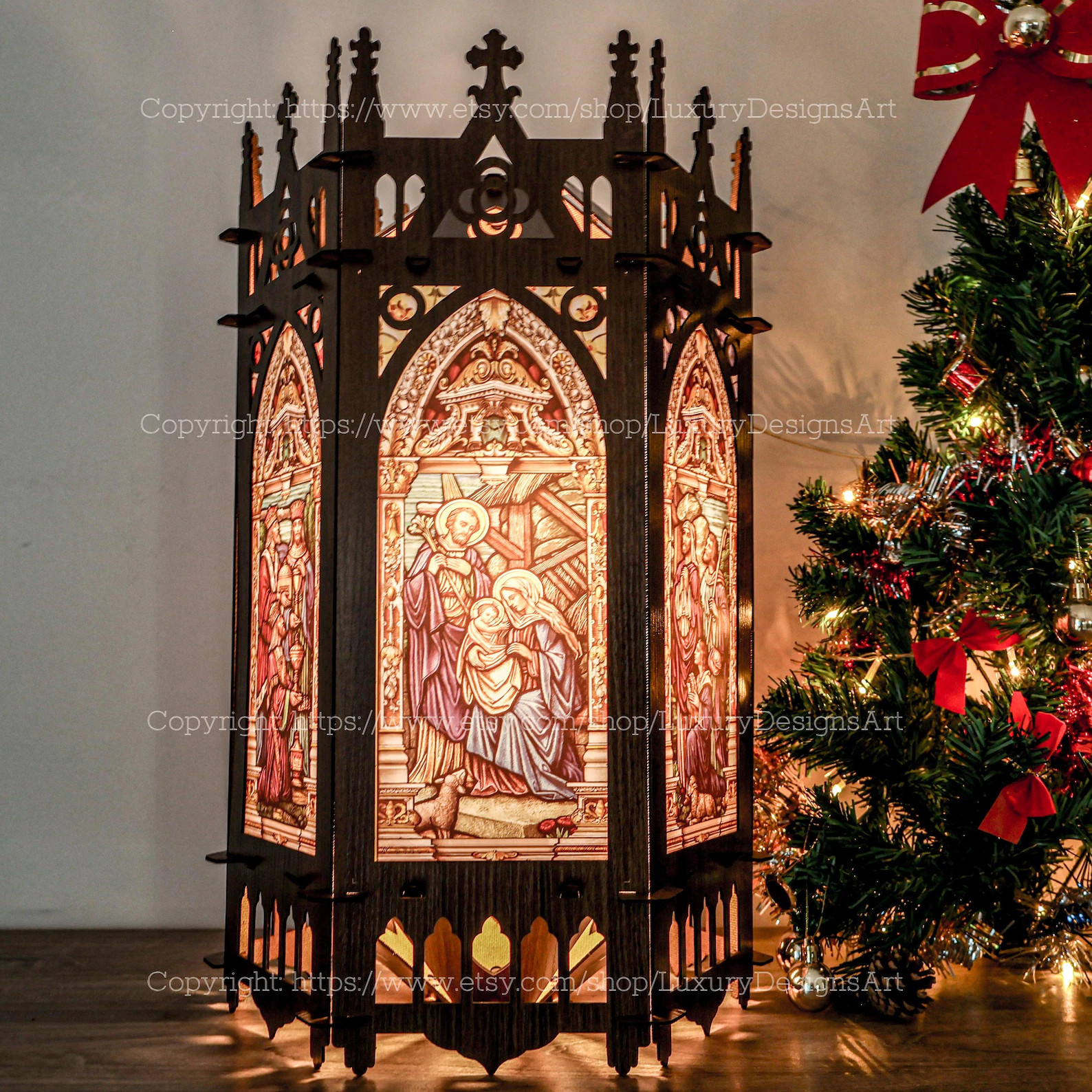 DIY Wooden Gothic Lantern Hexagon Lampshade, Handcrafted Hanging Lamp for Gothic Home Decor, Reli... | Etsy (US)