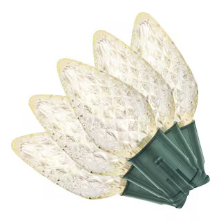Home Accents Holiday 100 Count Warm White Faceted Steady Lit C9 LED Lights 24RT1642415SW - The Ho... | The Home Depot