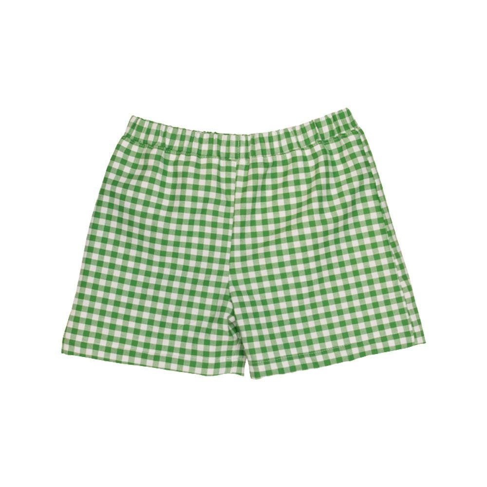 Shelton Shorts - Kiawah Kelly Green Gingham with Kiawah Kelly Green Stork | The Beaufort Bonnet Company