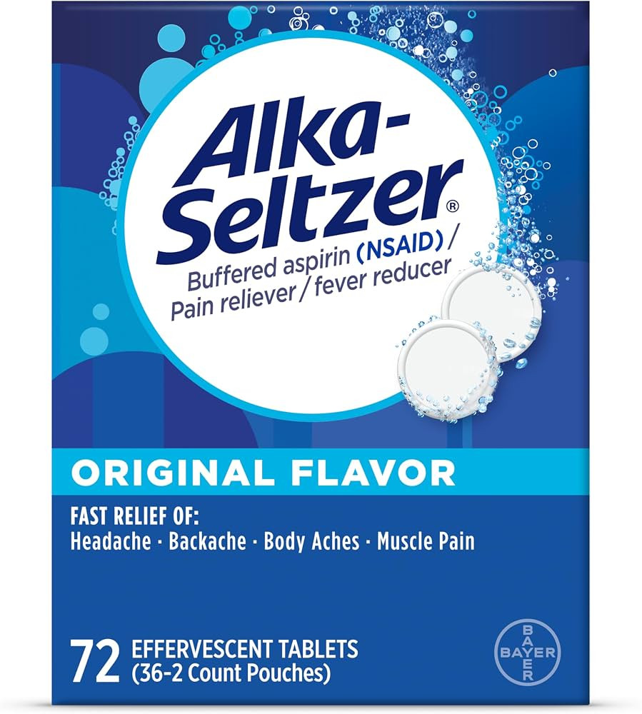 Alka-Seltzer Effervescent Tablets Original Flavor, Fast Multi-Symptom Relief from Headache and Bo... | Amazon (US)