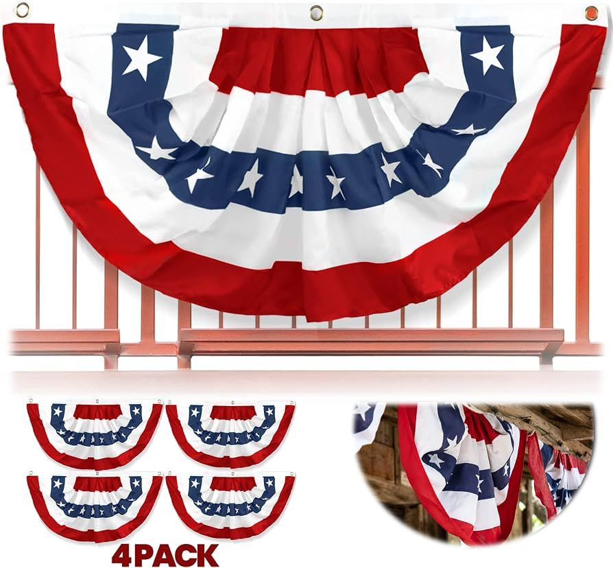 Anley US National Pleated Fan Flag, 3x6 Ft American Bunting Flags Patriotic Stars & Stripes - Sha... | Amazon (US)