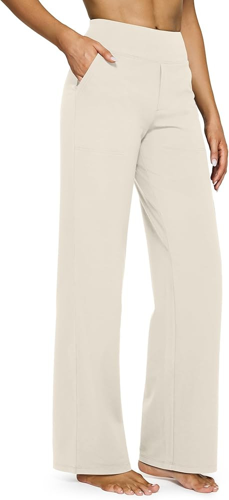 G4Free Yoga Pants Women Wide Leg Pants with Pockets High Waist Stretch Dress Casual Sweatpants Pe... | Amazon (US)