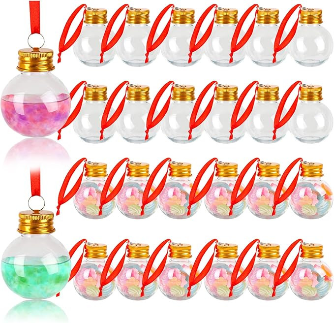FOIMAS 24pcs Christmas Booze Balls,Christmas Fillable Booze Ball Tree Hanging Ornaments Clear Pla... | Amazon (US)