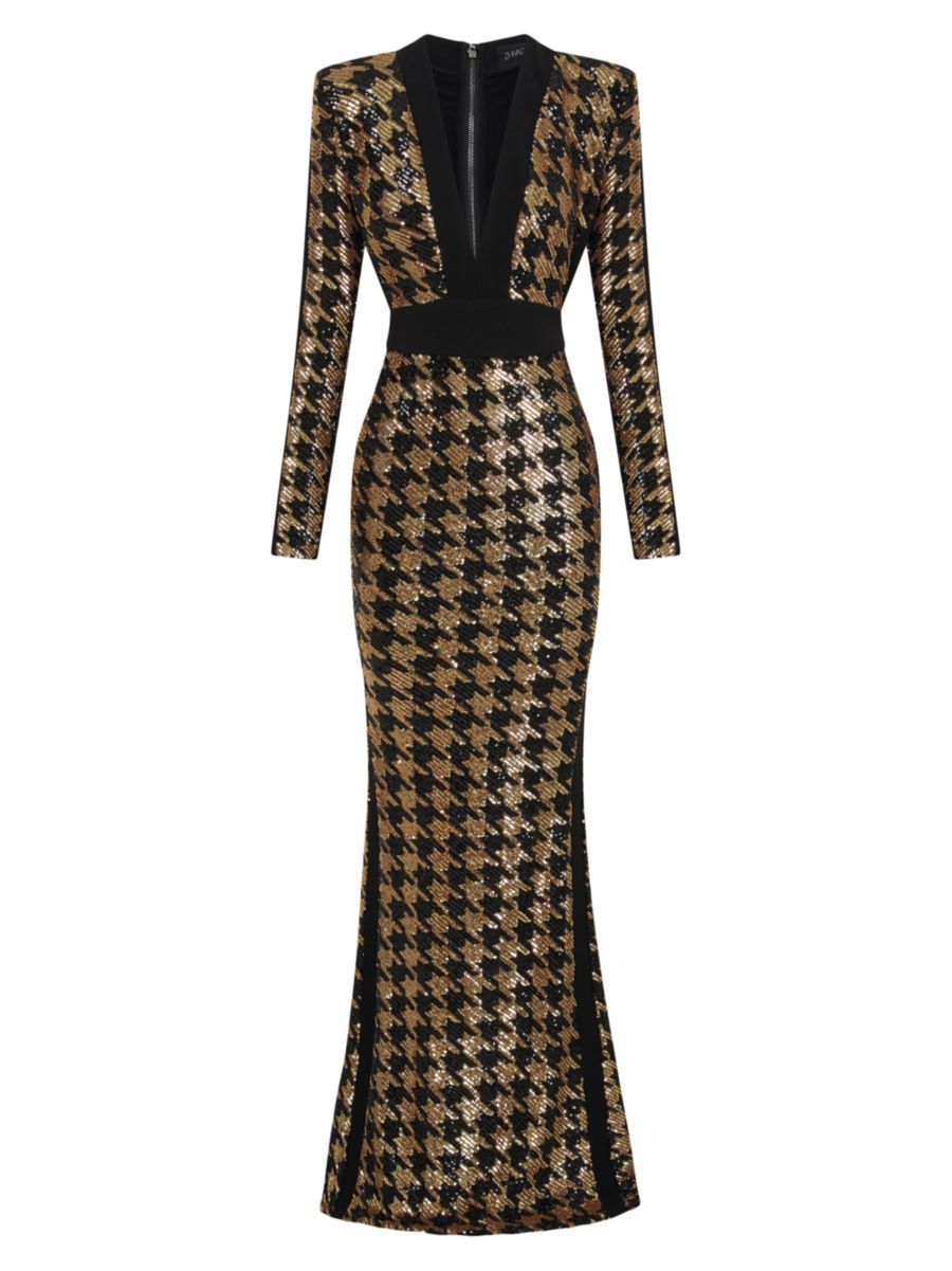 Down In Flames Metallic Houndstooth Gown | Saks Fifth Avenue