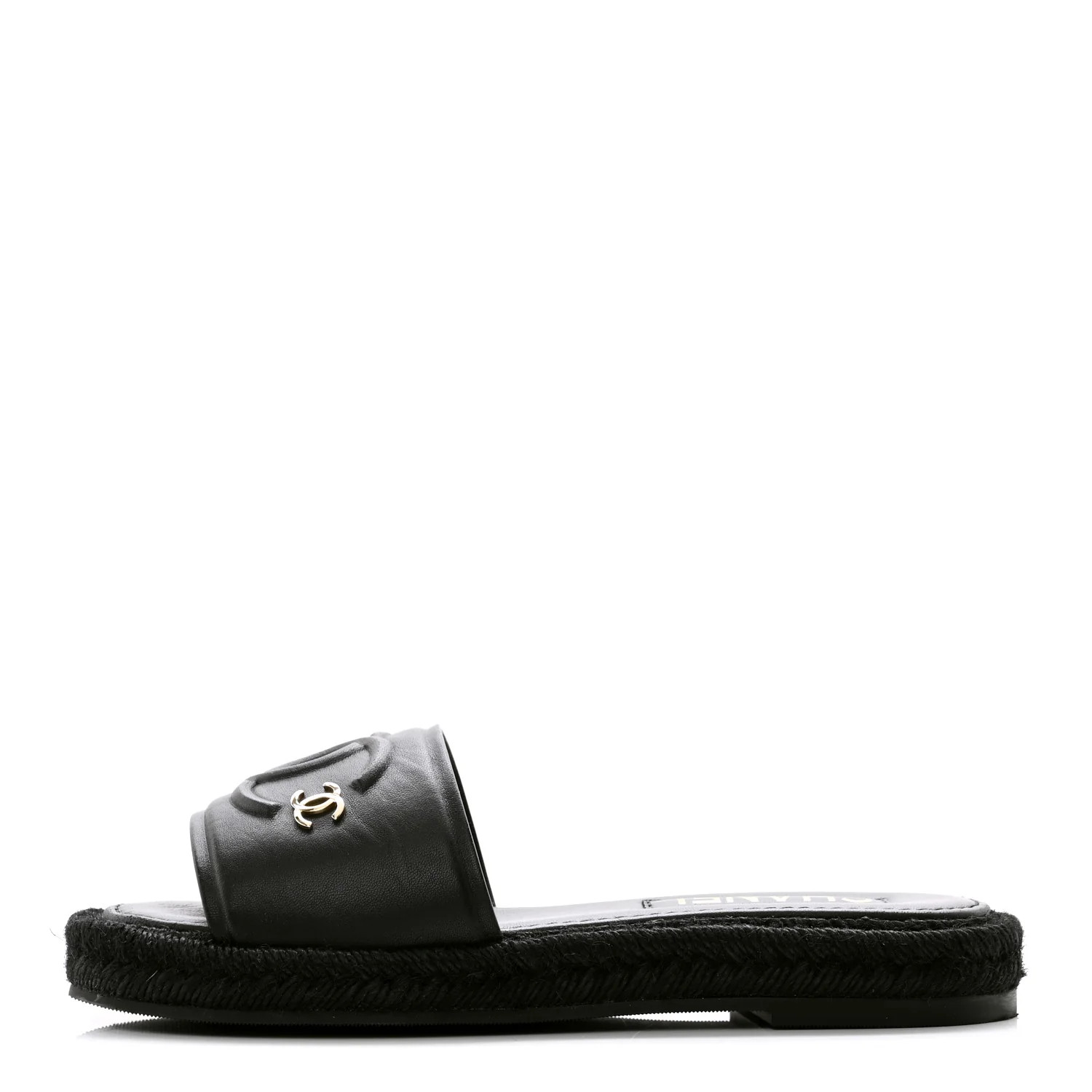 Lambskin Espadrille Mule Sandals 37 Black | FASHIONPHILE (US)