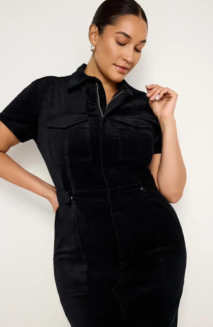 Good American Fit for Success Velvet Maxi Shirtdress | Nordstrom | Nordstrom