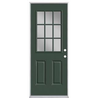 32 in. x 80 in. 9 Lite Left Hand Inswing Painted Steel Prehung Front Exterior Door No Brickmold | The Home Depot