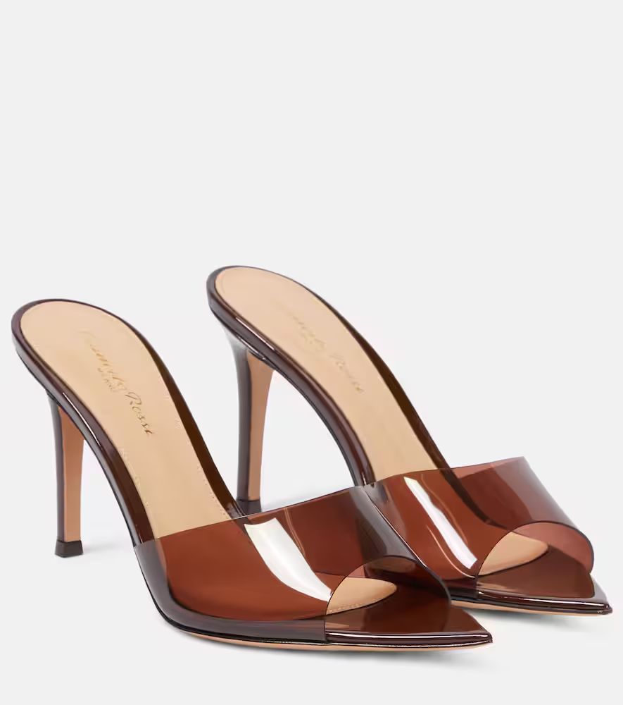 Gianvito Rossi Elle 85 TPU and patent leather mules | Mytheresa (INTL)