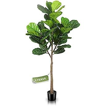 Realead 6ft Artificial Plant Fiddle Leaf Fig Tree Fake Tree in Pot Natural Faux Tree with 128 Leaves | Amazon (US)