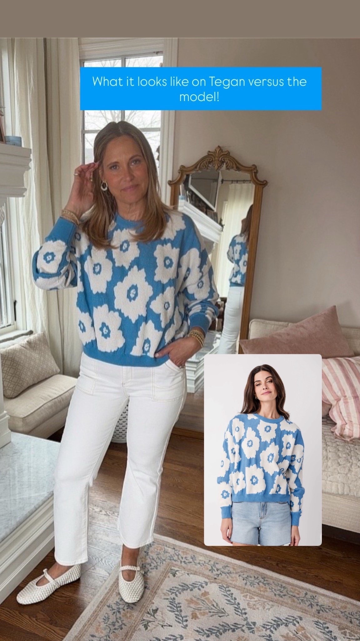 Showing you what this floral top looks like on Tegan versus the model! This sweater from Social Threads is perfect to add to your spring wardrobe! Perfect for a cute brunch date or fun spring activities!

#LTKgrwm #LTKdayinmylife #LTKootd