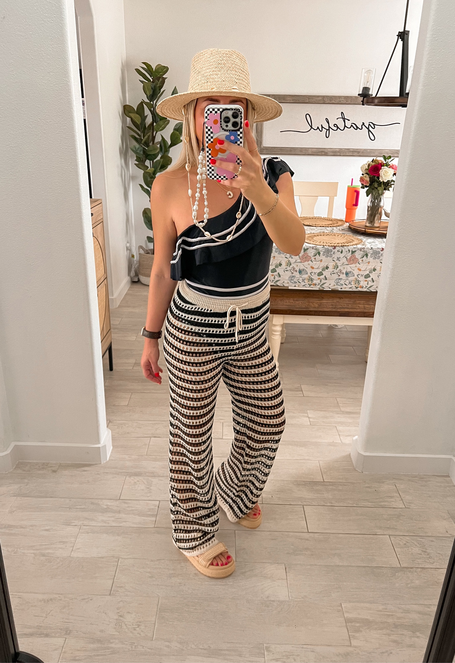 Swimsuit small 
Pants small

#LTKswim #LTKfindsunder100 #LTKshoecrush