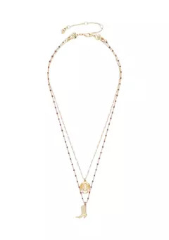 Gold Tone Hat and Boot Layer Necklace | Belk