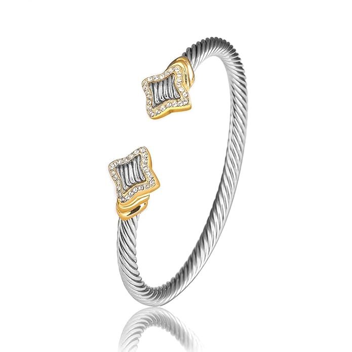 UNY Jewelry European and American fashion Antique Cables Rhodium 2 Tone Plated bracelet Unique Vi... | Amazon (US)