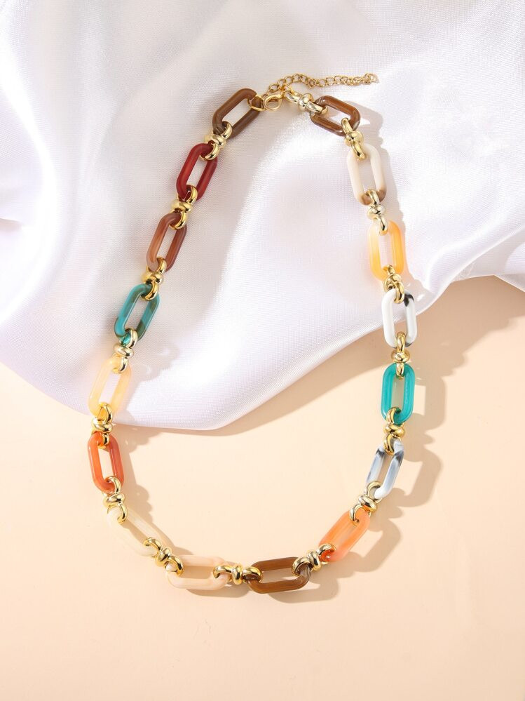 Color Block Chain Necklace | SHEIN