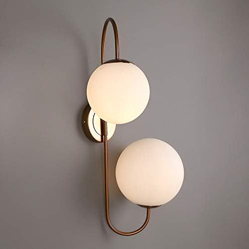 KunMai Modern Chic Milky White Glass Globe Two-Light Indoor Wall Lamp in Aged Brass for Bedroom B... | Amazon (US)