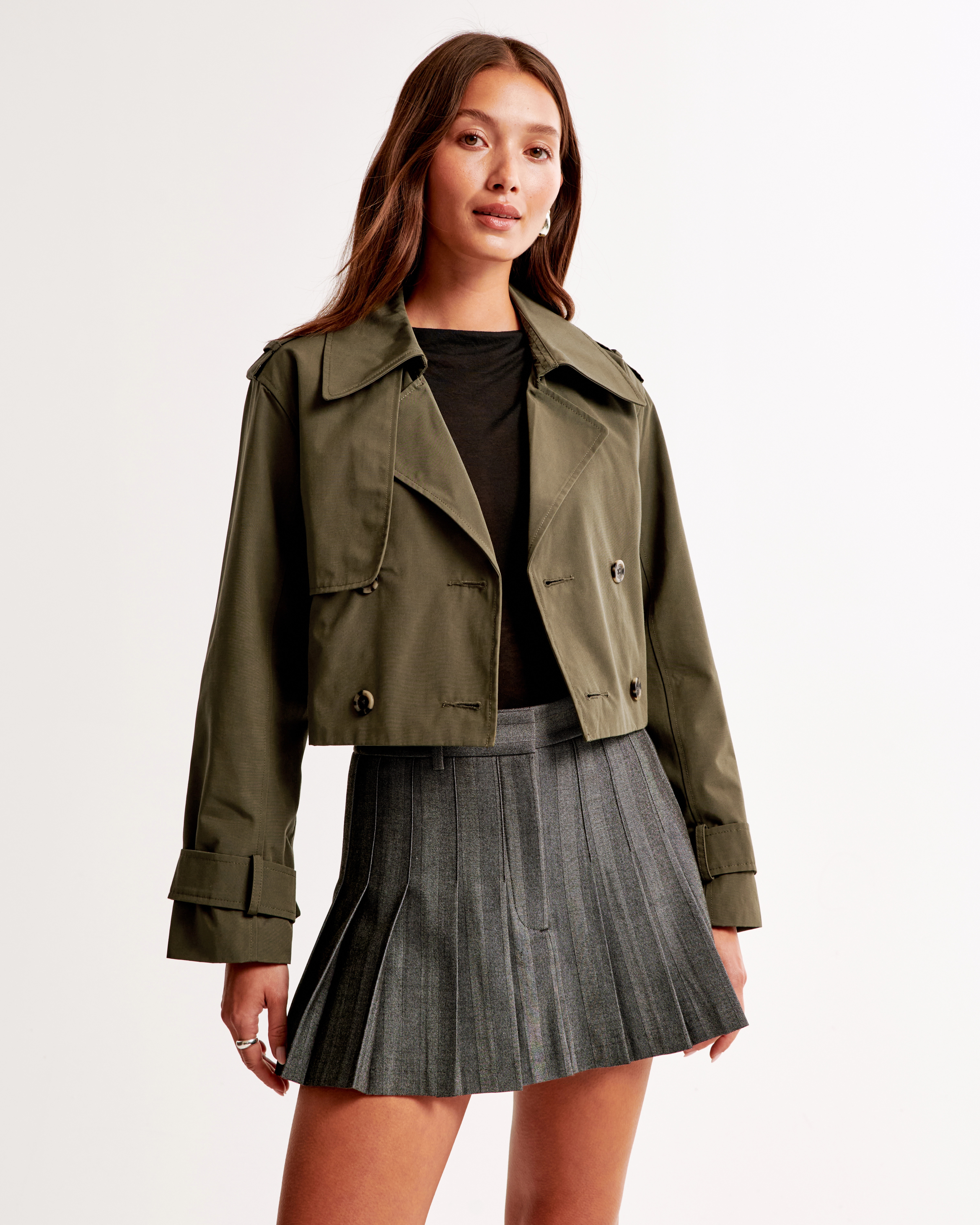 Cropped Trench Coat | Abercrombie & Fitch (US)