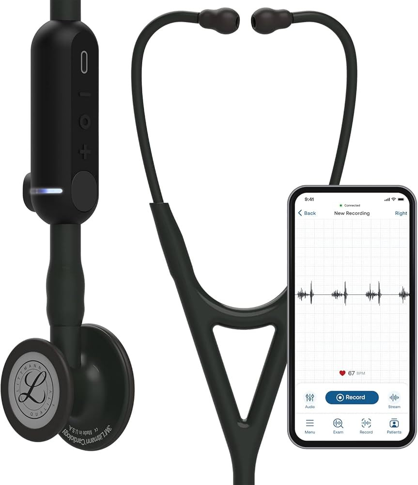 3M™ Littmann® CORE Digital Stethoscope, Black Chestpiece, Tube, Stem and Headset, 27 inch, 848... | Amazon (US)