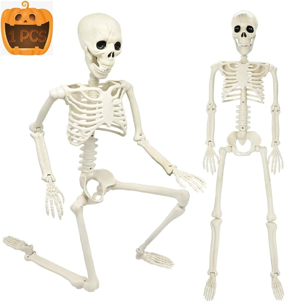 3FT Halloween Posable Skeleton, 36" Plastic Full Body Skeleton with Movable Joints for Halloween ... | Amazon (US)