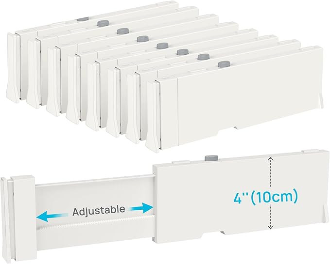 Vtopmart Drawer Dividers for Clothes 8 Pack, Adjustable 4" High Expandable from 11.3"-17" Dresser... | Amazon (US)